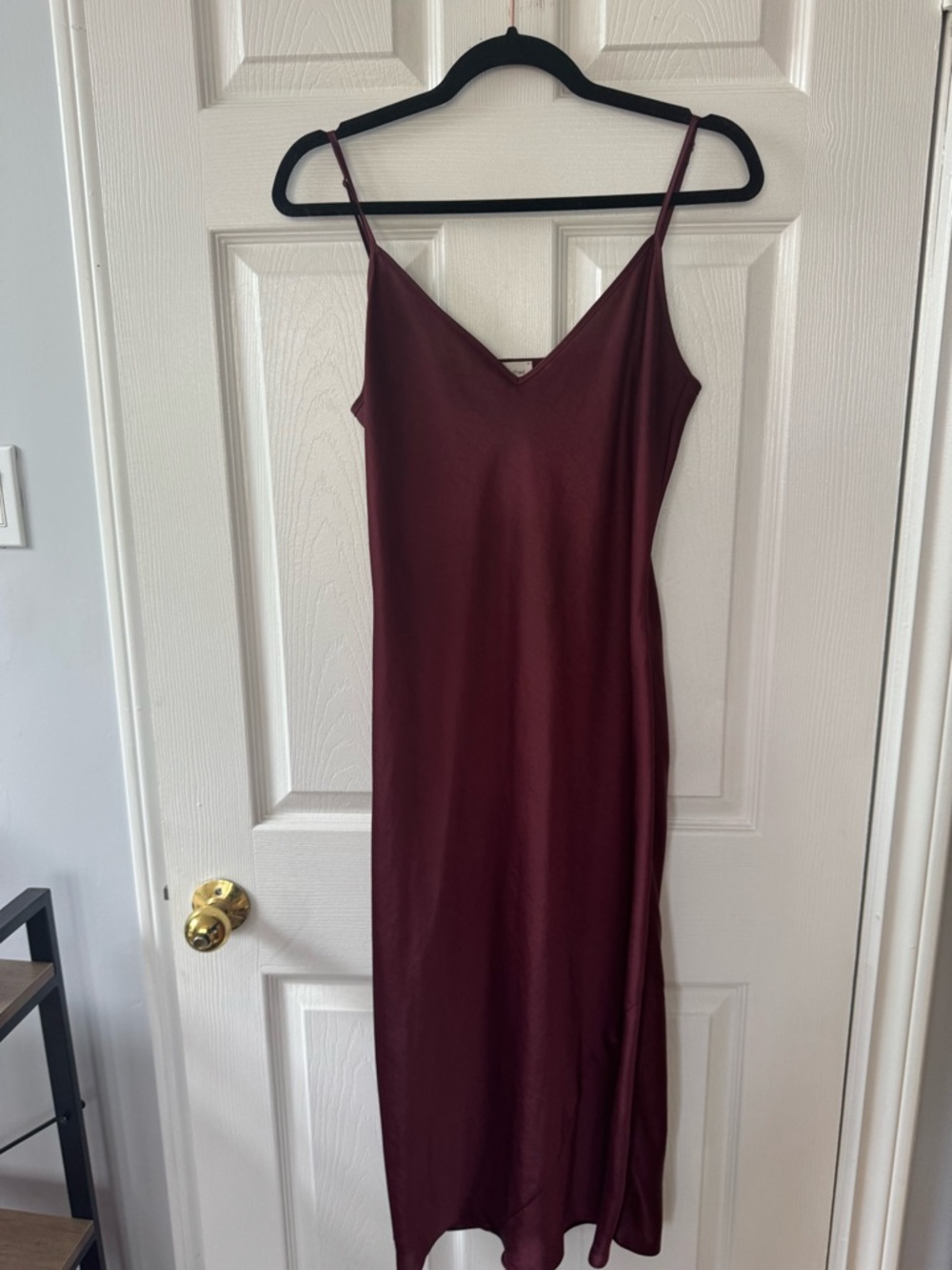 Wilfred Burgundy Satin Slip Midi Dress